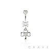 316L SURGICAL STEEL MULTI CZ CLOVER ROUND CZ DANGLE CZ BELLY BUTTON NAVEL RING 